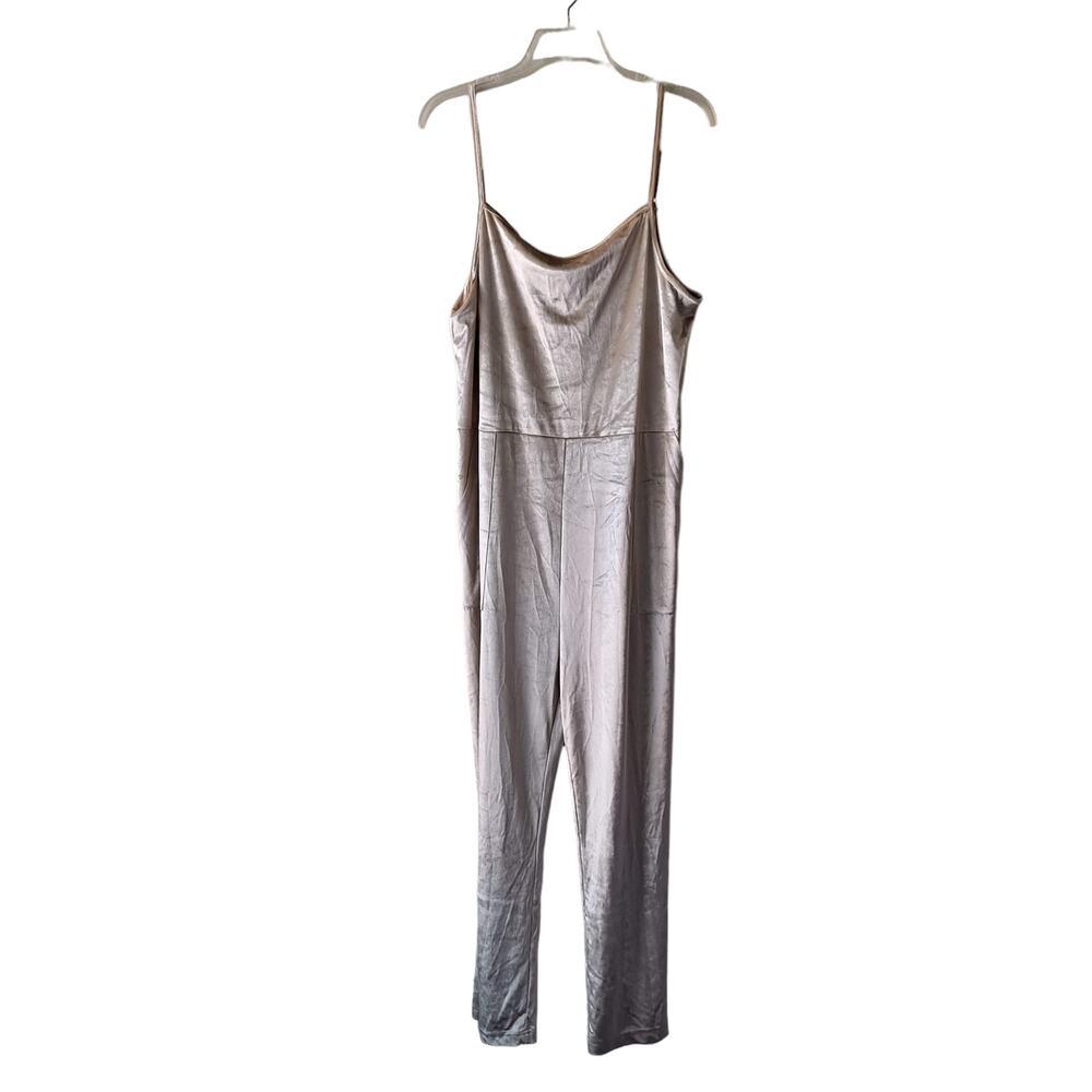 NWT World Market Crushed Velvet Velour Jumpsuit Cream Ivory Womens Size L/XL